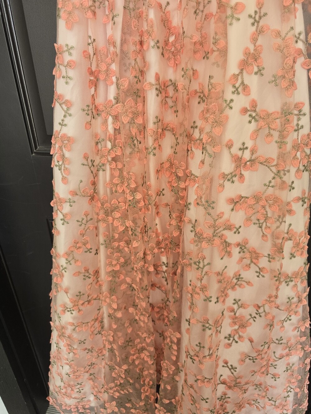 BCX Embroidered Floral Tulle Maxi Dress Pink Prom Formal Gown Size 1 $199 - Picture 11 of 13